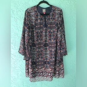 Vince Camuto 18W Navy Lined Floral Dress